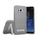 Wholesale Galaxy S8 Brushed TPU Hybrid Kickstand Case (Gray)